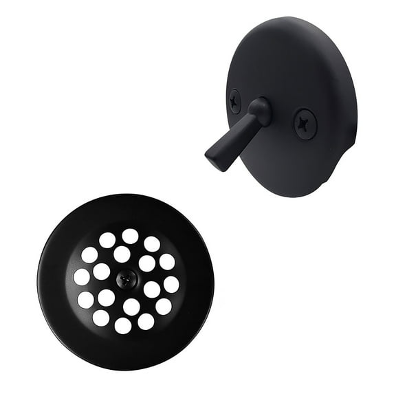 Westbrass R92-62 3-1/8" Brass Trip Lever Bathtub Drain with 2-Hole Overflow, Matte Black