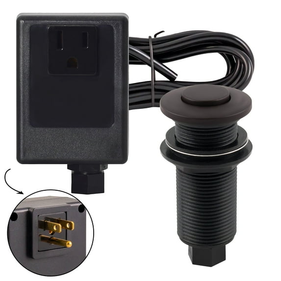 Westbrass RASB-2B3-12 Disposal Air Switch and Dual Outlet Control Box, Flush Button, Oil Rubbed Bronze