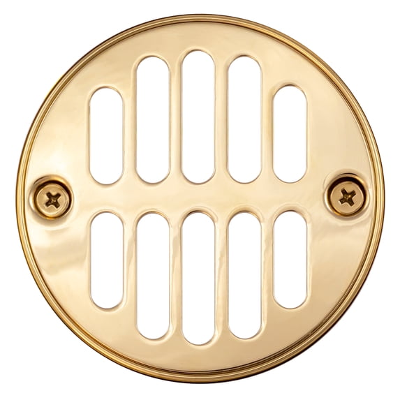 Westbrass Round Brass Shower Strainer Drain Cover with Crown Ring, Polished Nickel