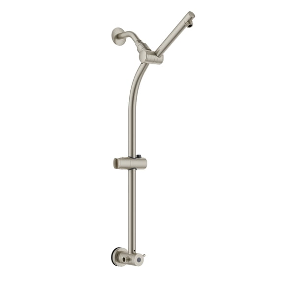 Westbrass SB1520-07 Drill-Free 21" Adjustable Height Shower Head and Handheld Sprayer Slide Extension Bar with Diverter, Satin Nickel