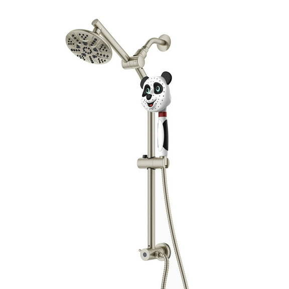 Westbrass SCH700P-07 Shower Bar with 5-Function Rainfall Shower Head and Panda Hand Held Sprayer, Satin Nickel