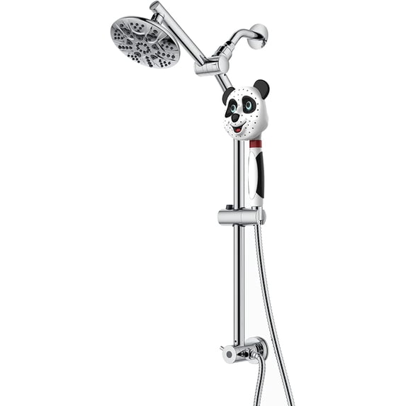 Westbrass SCH700P-26 Shower Bar with 5-Function Rainfall Shower Head and Panda Hand Held Sprayer, Polished Chrome