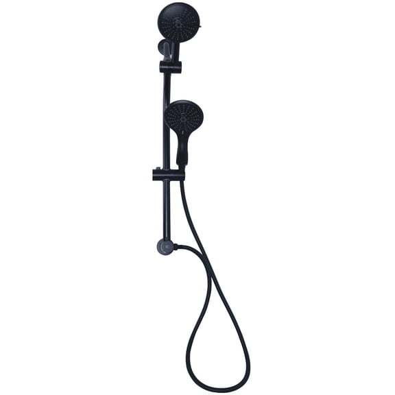 Westbrass SCH800-62 Shower Kit with Slide Bar, Diverter, 5-Function Spray Fixed Shower Head & Hand Shower and 5 Ft. Hose, Matte Black