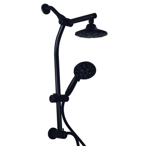 Westbrass SCH900-62 Shower Kit with Slide Bar, Diverter, 5-Function Spray Fixed Shower Head & Hand Shower and 5 Ft. Hose, Matte Black