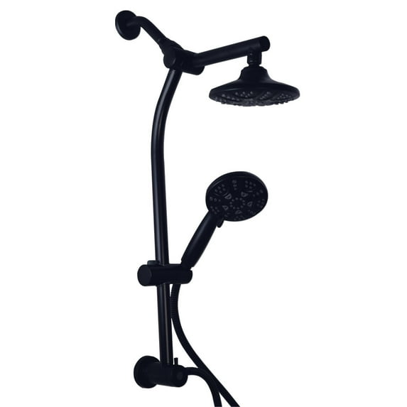 Westbrass SCH900-62 Shower Kit with Slide Bar, Diverter, 5-Function Spray Fixed Shower Head & Hand Shower and 5 Ft. Hose, Matte Black