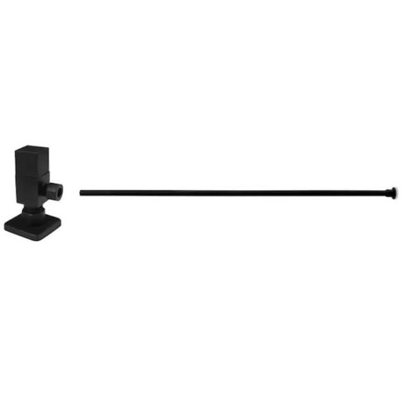 Westbrass Toilet Kit with Square Angle Stop, Matte Black