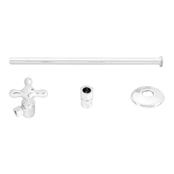 Westbrass Toilet Supply Kit with Cross Handle Angle Stop and Flat Head Riser, Powder Coat White