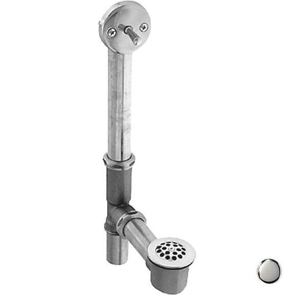 Westbrass Trip Lever Bath Waste and Overflow with Beehive Strainer in Polished Chrome