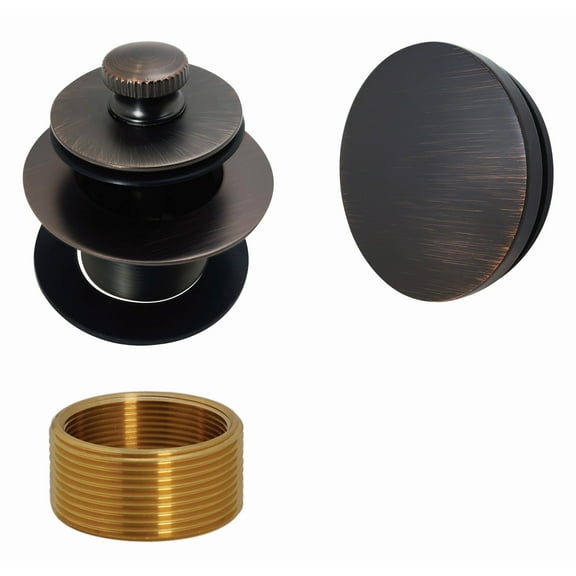 Westbrass Universal Thread Twist & Close Bathtub Drain Trim with Adaptor and No-Hole Overflow Cover, Antique Bronze