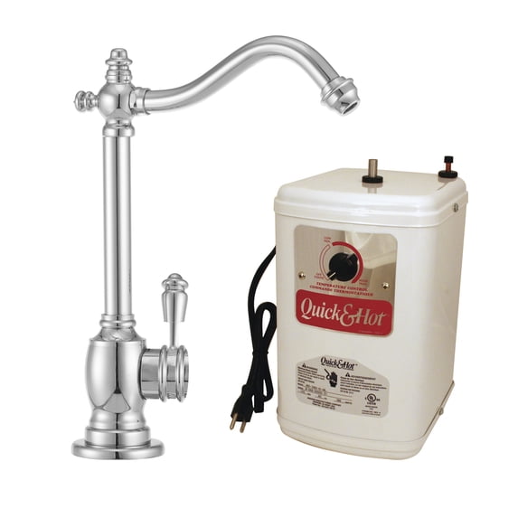 Westbrass Victorian 1-Handle Hot and Cold Water Dispenser Faucet with Instant Hot Tank D207HFP in Polished Chrome