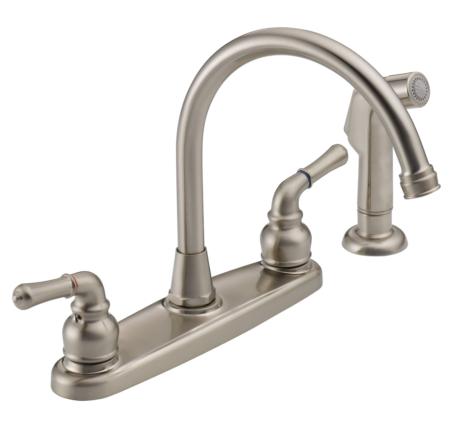 Westbrass WAS01-20 Hi-Arc 2-Handle Kitchen Faucet with Side Sprayer, Satin Nickel