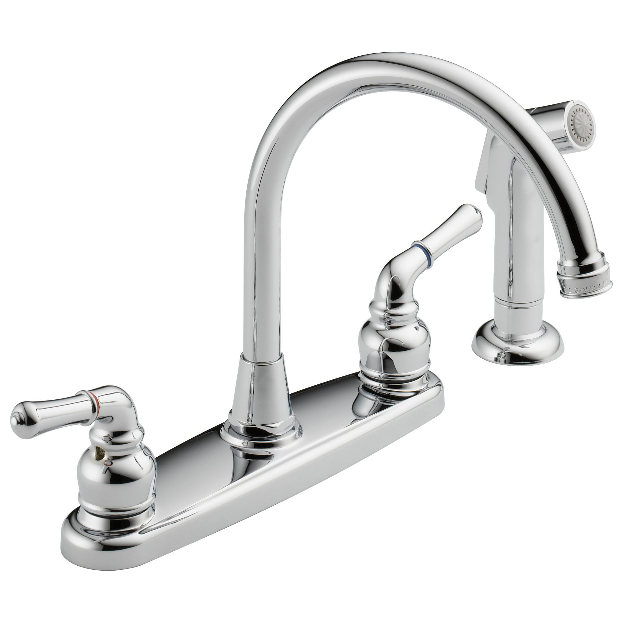 Westbrass WAS01-26 Hi-Arc 2-Handle Kitchen Faucet with Side Sprayer, Polished Chrome