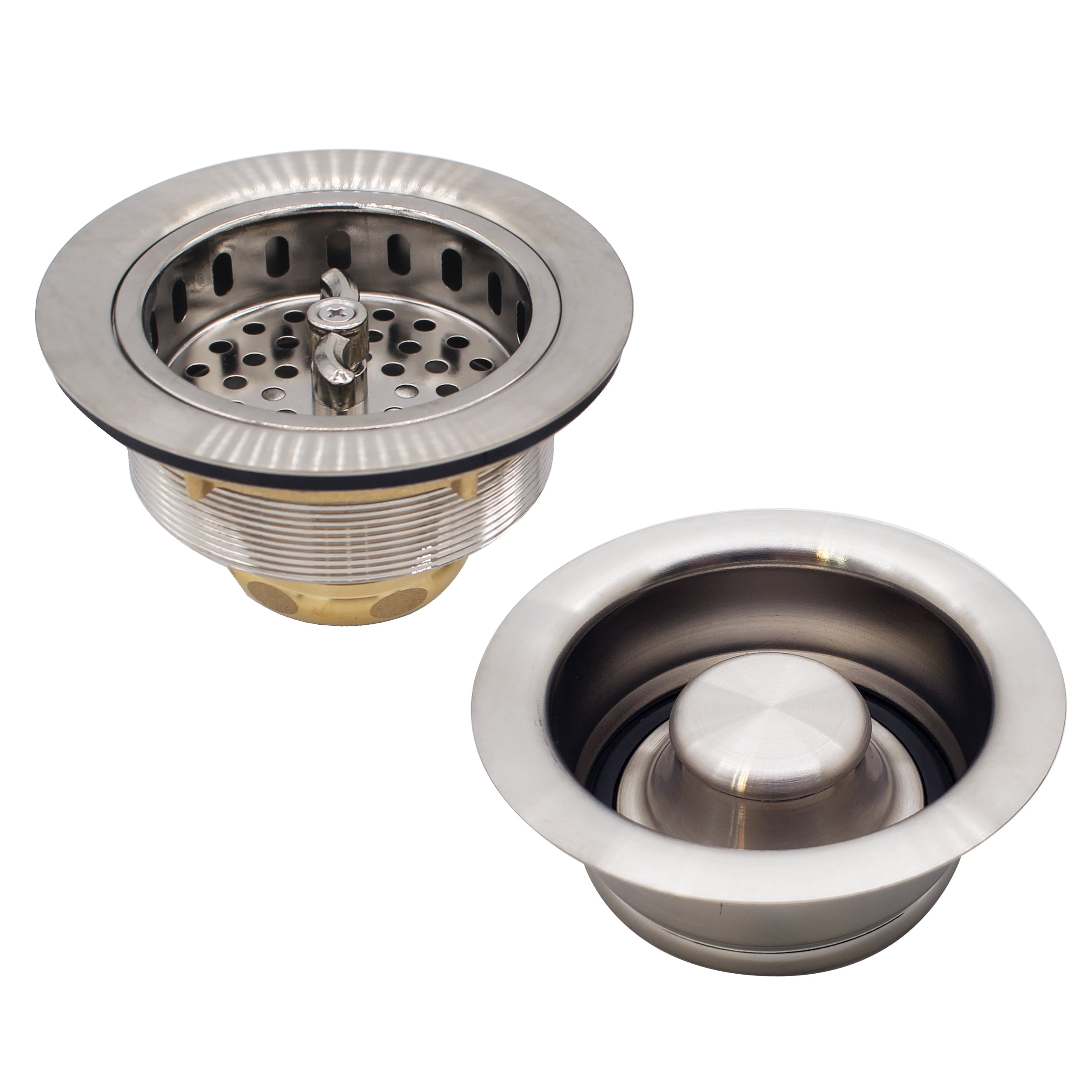 Westbrass Wing Nut Style Sink Strainer with Waste Disposal Flange and Stopper, Stainless Steel