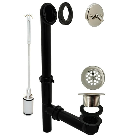 Westbrass Bathtub Waste & Overflow Assembly with Trip Lever and Beehive Drain Cover, Polished Nickel