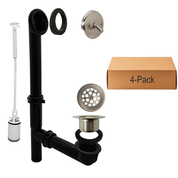 Westbrass Bathtub Waste & Overflow Assembly with Trip Lever and Beehive Drain Cover, Satin Nickel (4-Pack)