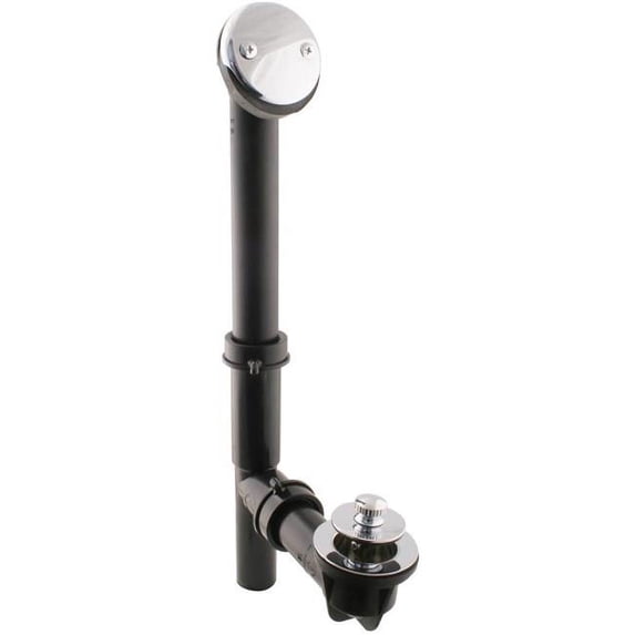 Westbrass Y594144CP Black Tubular Travel Lever Bathwaste Drain & Overflow, Chrome Plated