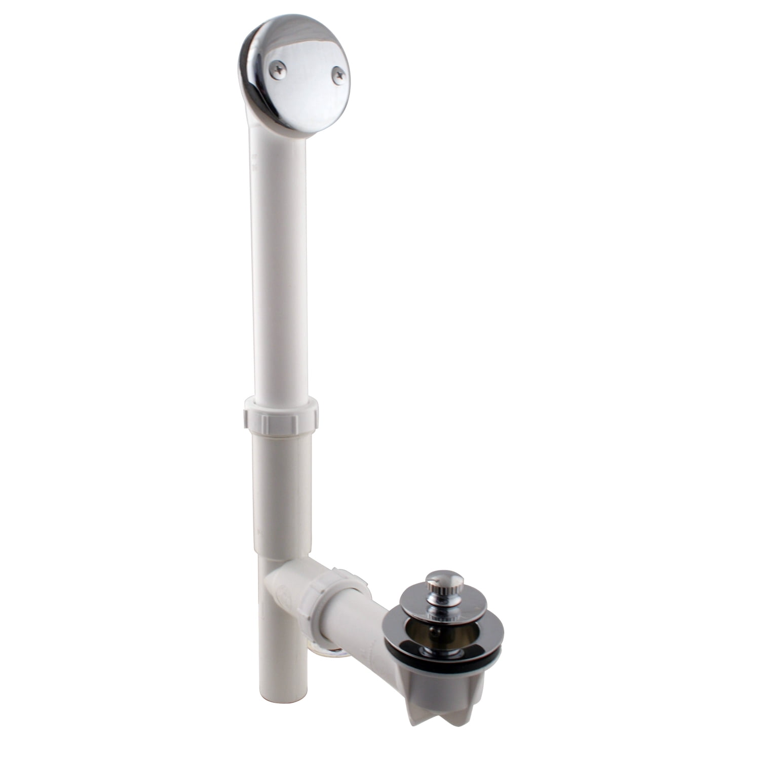 Polished Chrome White Tubular Bath Waste & Overflow Assembly