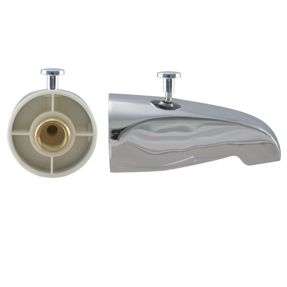 Westbrass YE531D-12R 5-1/4" Rear Diverter Tub Spout with 1/2" or 3/4" IPS Rear Connection, Polished Chrome