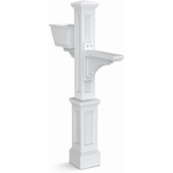 Westbrook Decorative Mail Post with Planter, White