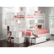 AFI Westbrook Staircase Bunk Twin over Full with 2 Urban Bed Drawers, White