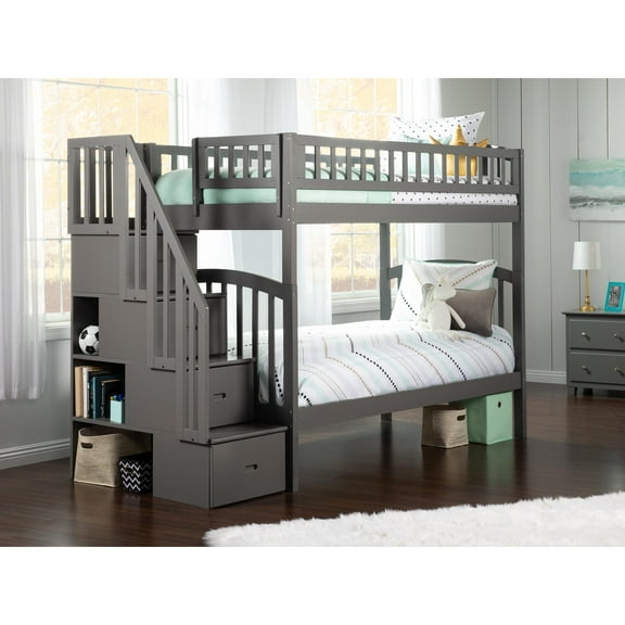AFI Westbrook Staircase Bunk Twin over Twin, Grey