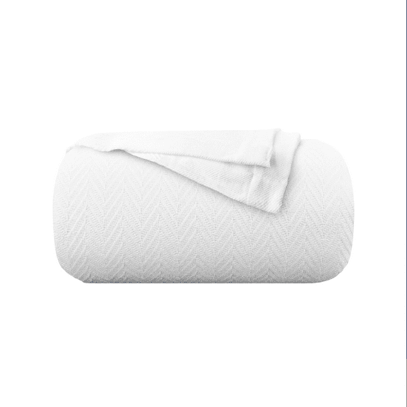 WestBrooke Queen Size Cotton Blanket, White  | All-Season Thermal Blanket | Lightweight, Soft, Breathable, Machine Washable