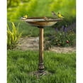 thumbnail image 1 of Westcharm 28 Inch Lightweight Poly Resin Outdoor Birdbath for Outside with Decoration Pedestal Base Stand - Antique Bronze (No bird included on the water bowl), 1 of 9