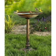 Westcharm 28 Inch Lightweight Poly Resin Outdoor Birdbath for Outside with Decoration Pedestal Base Stand - Antique Bronze No bird included on the water bowl