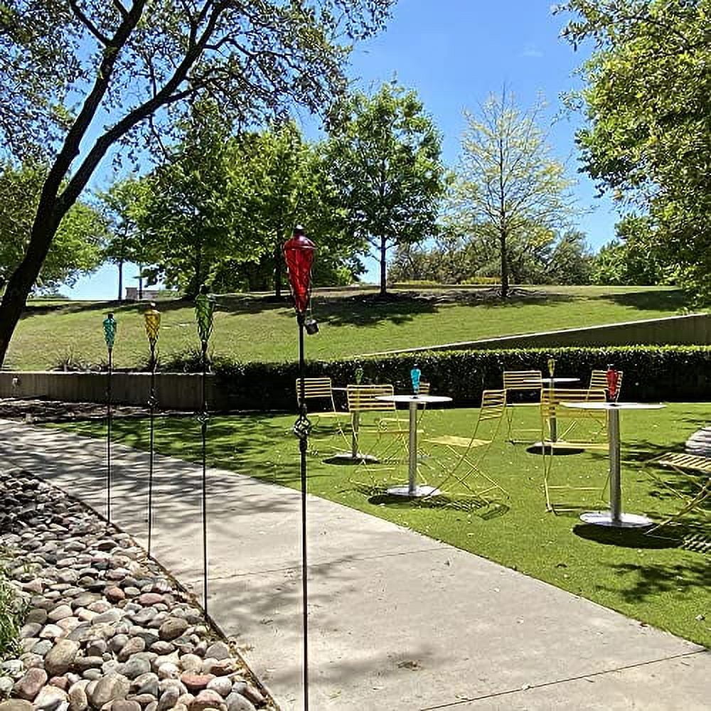 Westcharm 4 Pack 60 Inch Glass Garden Torch Light with Swirling Metal