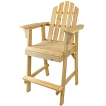 Westcharm Balcony Tall/Counter High Adirondack Chair with Footrest for Outdoor Outside Garden - Unfinished Natural Wood