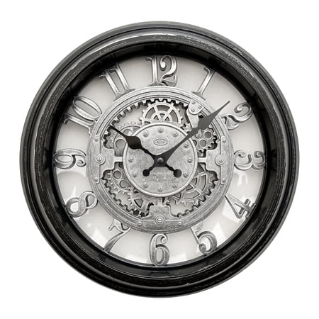 Westclox 12" Gears Wall Clock, Industrial Design, Distressed Black Finish