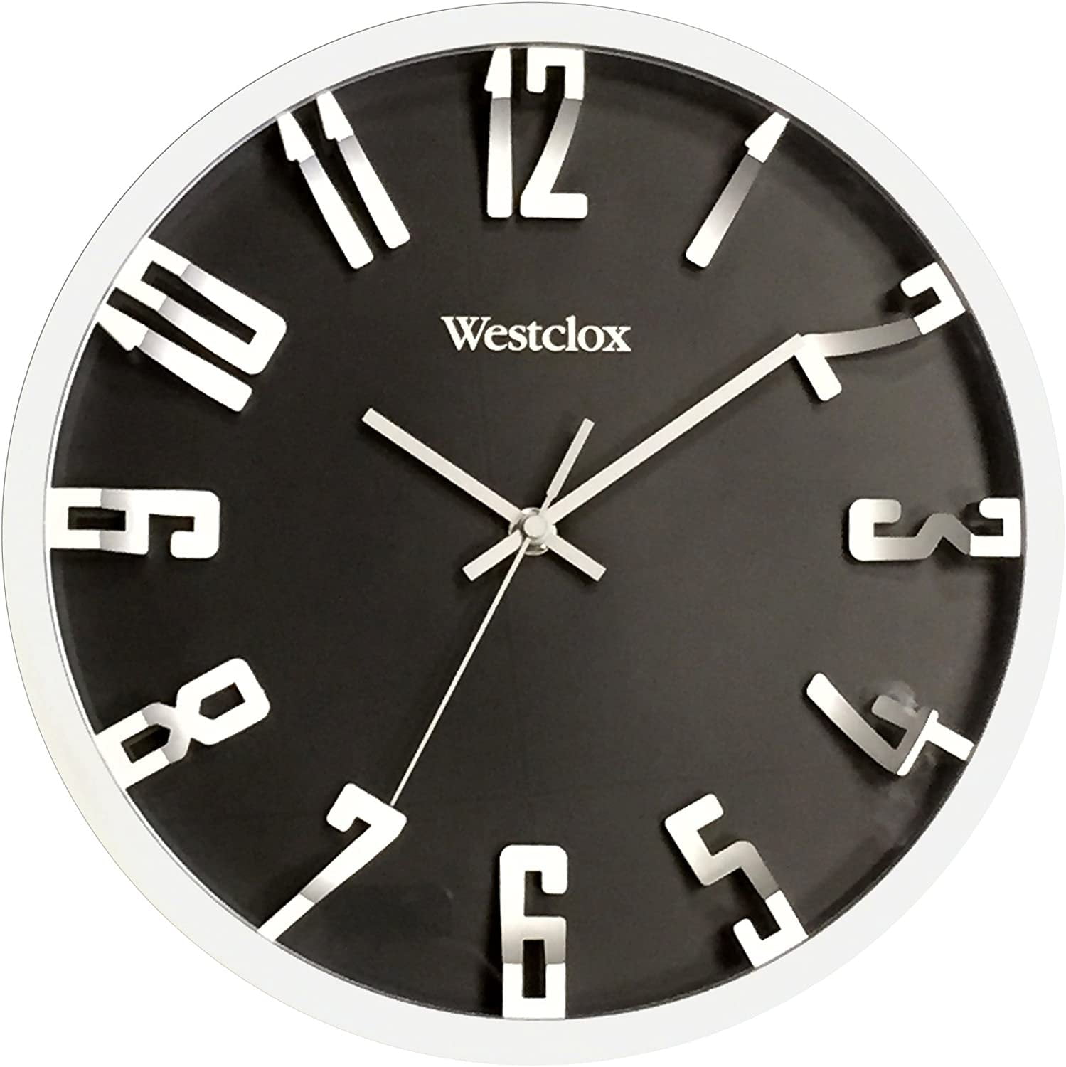 Westclox 12" Round 3D Analog Wall Clock - Metallic Silver - Modern Style — Residential Use, Standard Application
