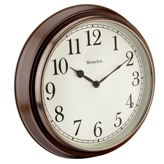 Westclox 15.5" Round Woodgrain Look Analog QA Wall Clock