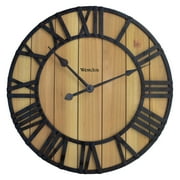 Westclox 16 Natural Wood Grain with Raised Roman Numerals & Iron Finish Wall Clock   Model# 38067