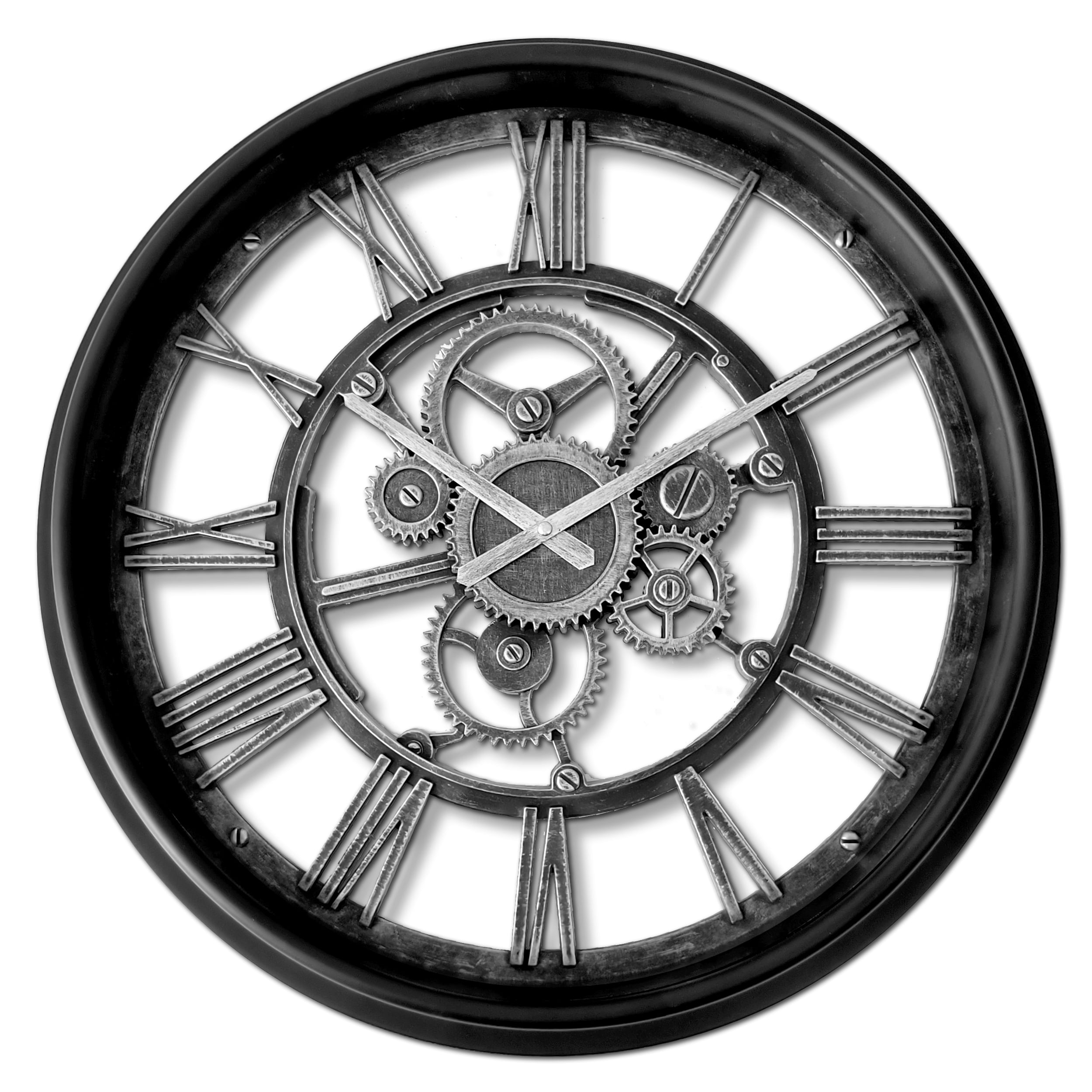 Westclox 20" Gears Wall Clock, Vintage Distressed Silver Dial, Quartz Accuracy