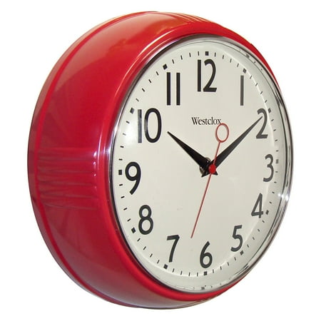 Westclox 9.5" Red Retro 1950s Convex Glass Lens Analog Quartz Accurate Wall Clock