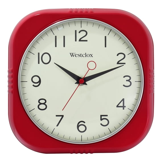 Westclox 9.5" Red Square Retro Analog QA Wall Clock