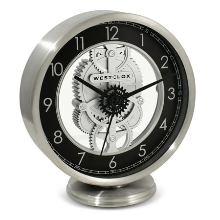 Westclox Analog 6.5" Metal Gear Quartz Accurate Table Clock with Quiet Sweep Movement