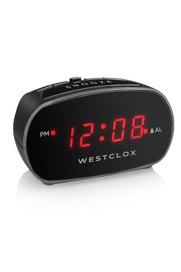 Basic Black Digital Red LED Bedside or Desk Alarm Clock with Adjustable Hi/Lo Alarm Volume and Snooze