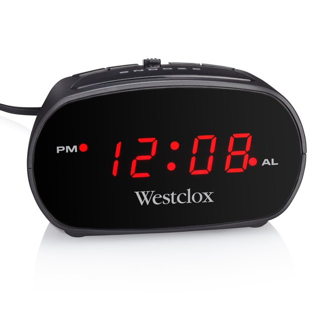 Westclox Basic Black Digital Red LED Bedside or Desk Alarm Clock with