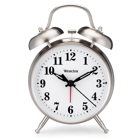 Westclox Big Ben Twin Bell Alarm Clock, 4 Inch, Silver, Loud Alarm, Quartz Analog Display