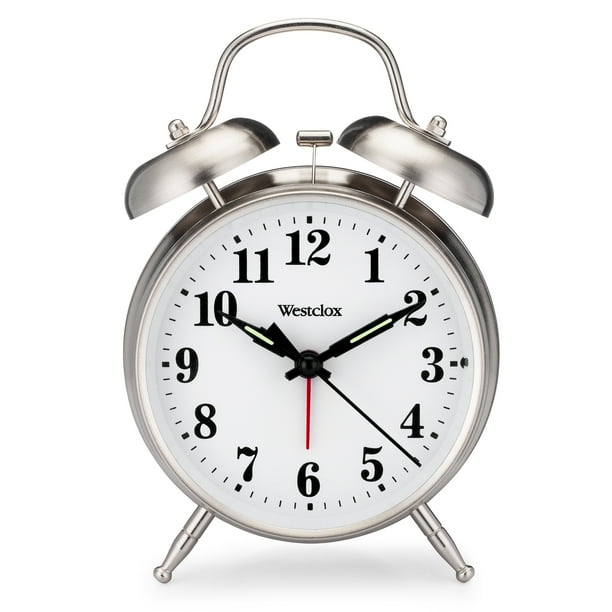 Westclox Classic Silver Twin Bell Alarm Clock, Battery-Operated