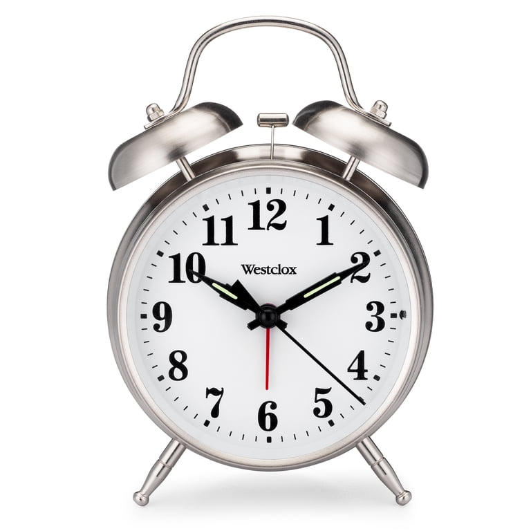 Westclox Classic Silver Twin Bell Alarm Clock, Battery-Operated