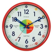 Westclox Red 12" Time Teacher Analog QA Wall Clock with Quiet Sweep Movement-Educational Timekeeping