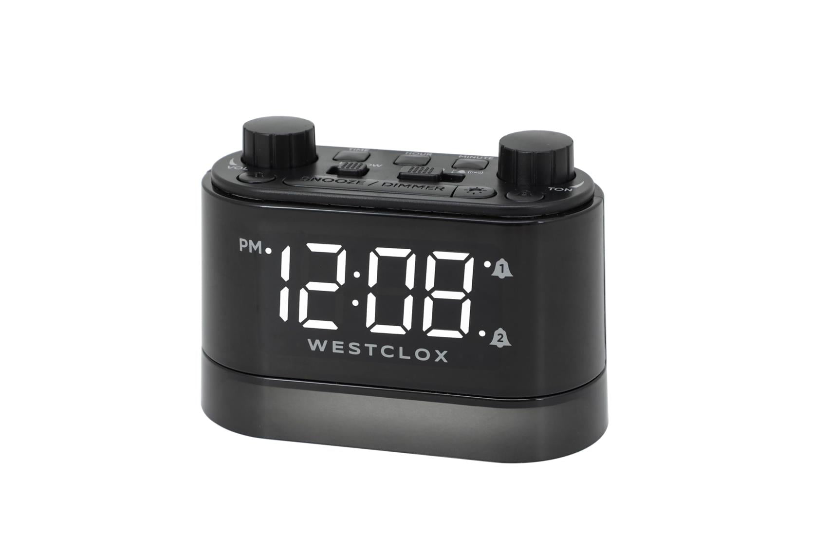 Westclox Super Loud Dual Vibrating Snooze Alarm Clock Night Light Adjustable Alarm Setting