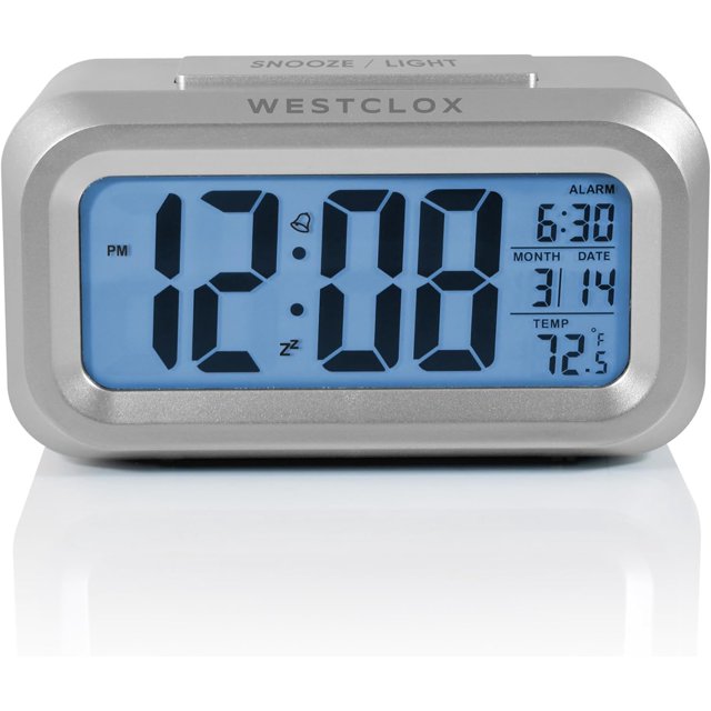 Westclox Travel Alarm Clock with Large Digital Display and Blue