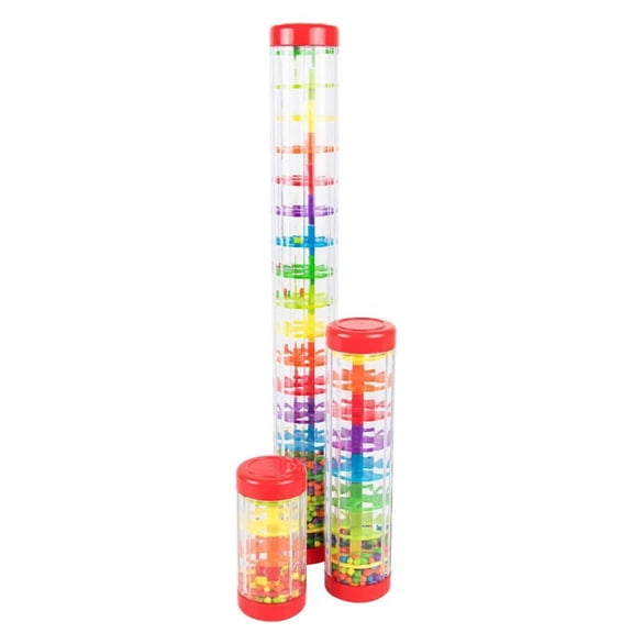 Westco SE7002-SET3 "Make It Rain" Set of 3 Plastic Rainshakers, 4"/8"/16", Various Colors