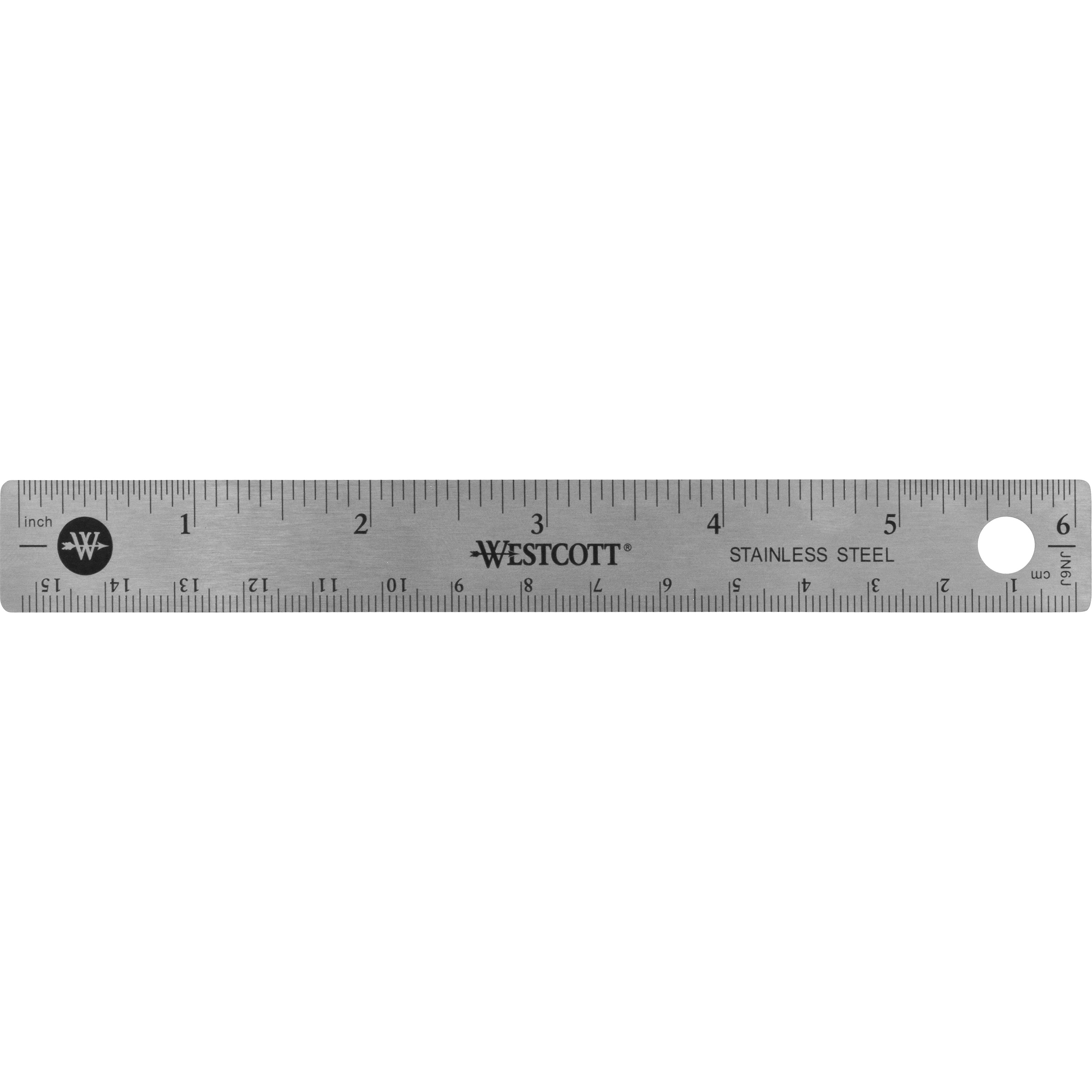 Stainless Steel Office Ruler With Non Slip Cork Base, Standard/Metric, 15