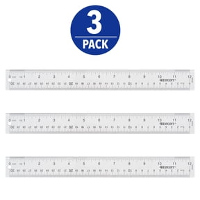 Westcott 12" Clear Acrylic Ruler, Metric Imperial Office 3-Pack, Suitable for Home School and Office Use