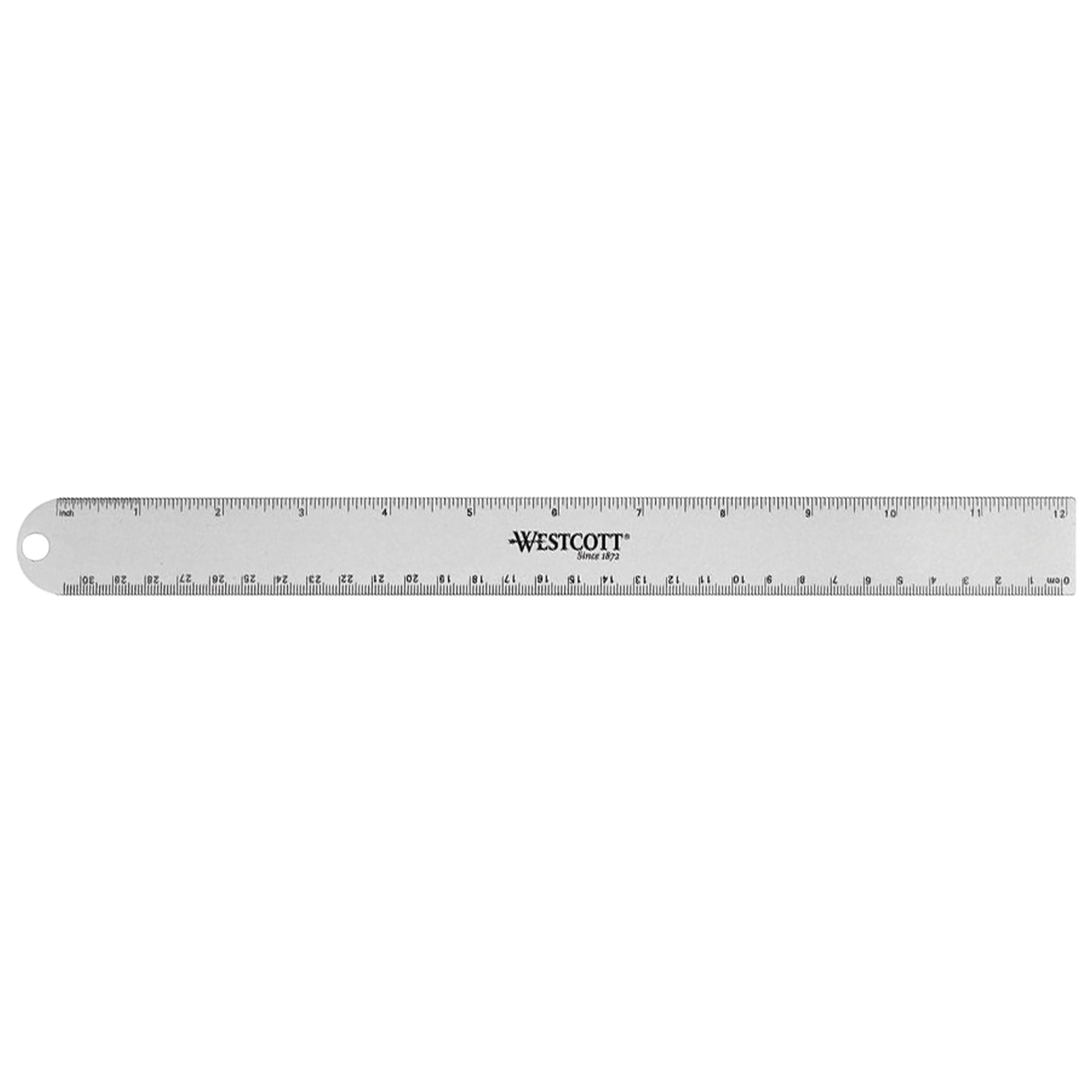 Westcott 12 inch Aluminum Ruler, Cork Backing, Imperial/Metric, Silver, 1-Count